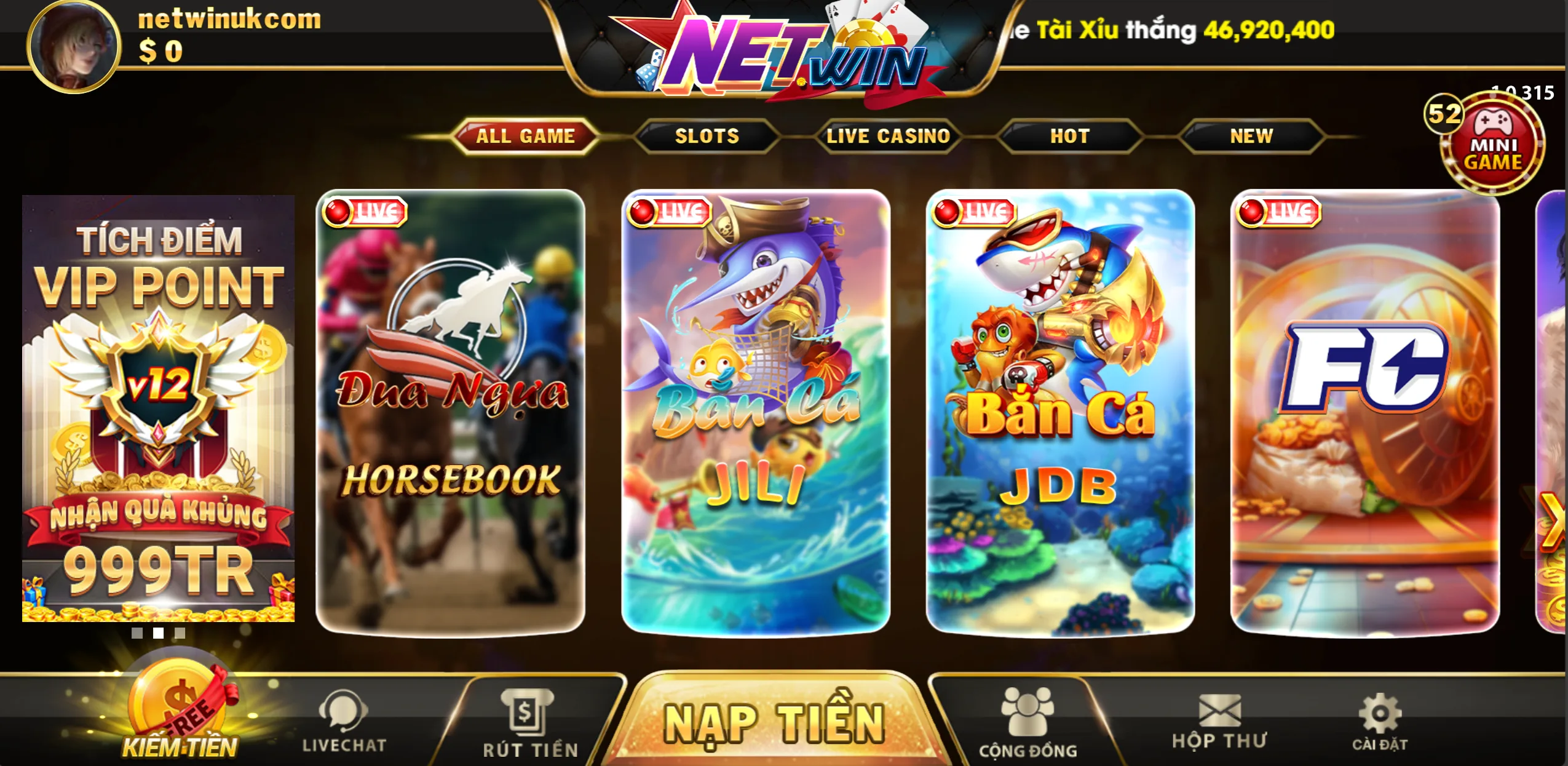 săn cá đổi thưởng trên net win app