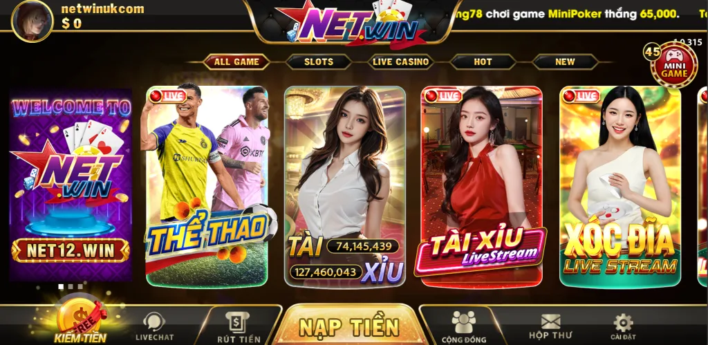 trang chủ netwin app giao diện mới