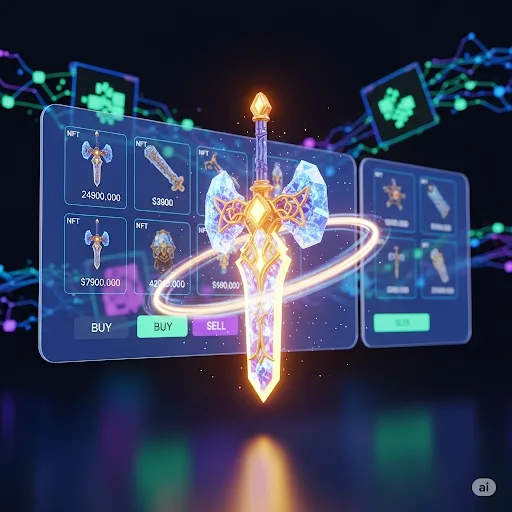 Hướng dẫn kiếm tiền từ game NFT bằng cách giao dịch vật phẩm trên marketplace.