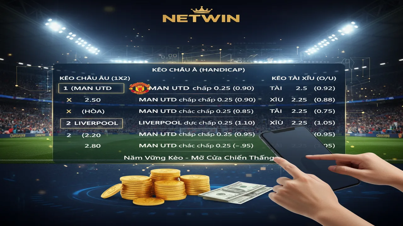 Cách đọc kèo bóng đá Châu Á, Châu Âu, Tài Xỉu Netwin