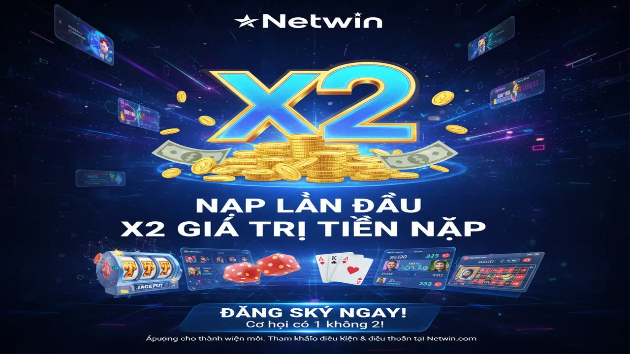 Khuyến mãi nạp lần đầu X2 giá trị tiền nạp Netwin